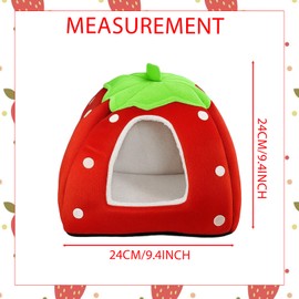 Guinea Pig Bed, Strawberry House for Small Animals, Warm and Cosy Guinea Pig Accessories, Perfect Rabbit Bed for Winter, 24 x 24 cm, Made of Soft Fabric
