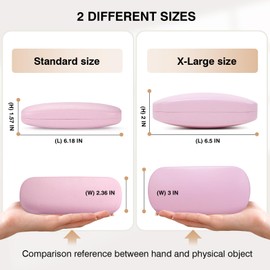 Marvolia Hard Shell X-Large Eyeglasses Case - Pink PU Leather & Metal - Snap Closure - Classic Style - Fits Most Eyeglasses & Sunglasses - Includes Cleaning Cloth