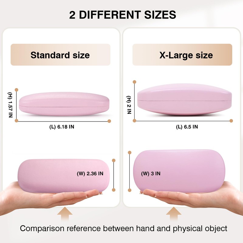 Marvolia Hard Shell X-Large Eyeglasses Case - Pink PU Leather
