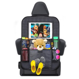 SANJICHA Car Seat Back Protector for Children, 1 Piece Car Seat Organiser with 12.5 Inch Tablet Bag, Waterproof Organiser Car Back Seat Children