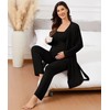 SWOMOG Women Maternity Nursing Pajamas Sets 3 Piece Breastfeeding Robe