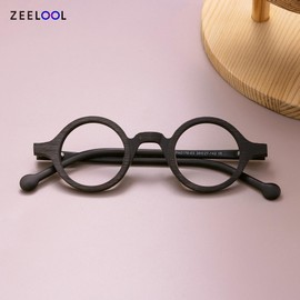 Zeelool Vintage Small Round Blue Light Blocking Reading Glasses for Men Women, Retro Wood Grain Readers Computer Eyeglasses Anti Eyestrain/UV Arale FA0176-01(Burnt-Umber, 1.75)