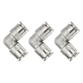 PATIKIL Air Line Fittings, 1/3" Elbow Nickel-Plated Brass Push to Connect Quick Connect Fittings Pipeline Hose Connector Replace Repair Kit for Air Compressor Pneumatic System, 3 Pcs