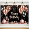 BlissYard Rose Gold and Black Happy Birthday Banner Backdrop Large