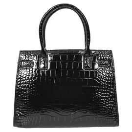 Women Real Leather Handbag Mid Size Organiser Top-Handle Style Handbag Noelle (Black)