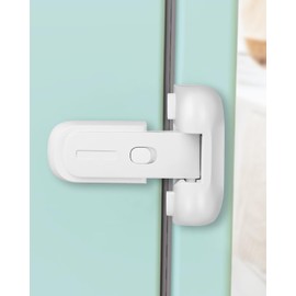 Qinzcp Updated Baby Safety Proof Fridge Latch Lock to Keep Door Closed,Child Proof Refrigerator/Fridge/Freezer Door Lock for Toddlers and Kids,no Tools Need or Drill (White-1pcs)