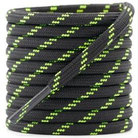 DELELE Round Work Boot Laces: 55 inch Dark Grey Green Heavy Duty Hiking Shoe Laces for Boots 2 Pair