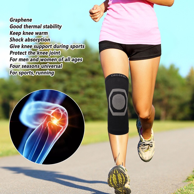 2pcs Graphene Knee Warmers Shock Absorption Resilience Soft Breathable Graphene