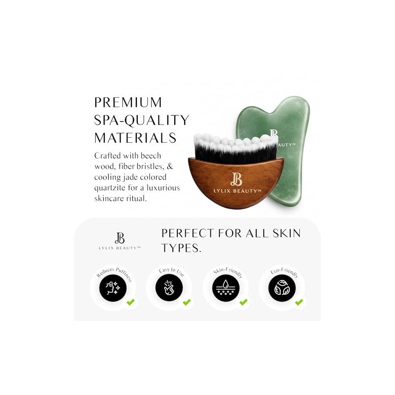 Lymphatic Contour Face Brush & Jade Gua Sha Set for