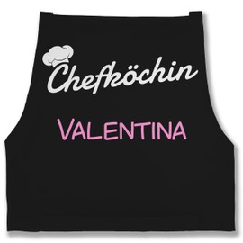 Geschenk mit Namen personalisiert by Shirtracer - Apron - Cooking Apron Ladies Women - Chef with Name - Gift Chefin Küchenmeisterin, 2 Black
