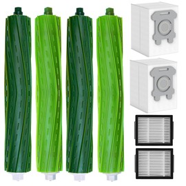 Replacement Parts & Accessories for iRobot Roomba E, I & J Series, Combo i5, j5 Series e5 e6 i1 i2 i3 i4 i5 i6 i7 i8 j5 j6 j7 j8 Vacuum Cleaner, 2 Set Rubber Brushes 2 HEPA Filters 2 Dust bags