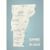 Vermont Ski Resorts Map 18x24 Poster (Beige & Opal Blue)