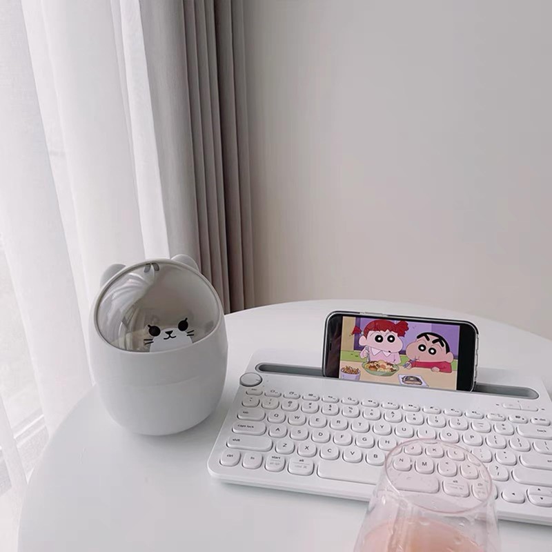 JVHLOV Desktop Trash Can with Lid, Mini Desktop Bin, Plastic