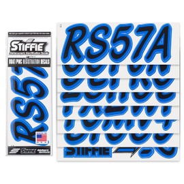 Whipline Solid Black/Blue 3" Alpha-Numeric Registration Identification Numbers Stickers Decals for Boats & Personal Watercraft