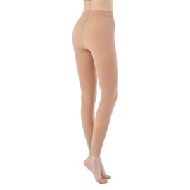 MANZI 2 Pairs 70 Denier Women's Footless Tights Stretch Run Resistant Opaque Control Top Tights(2 Suntan,L)