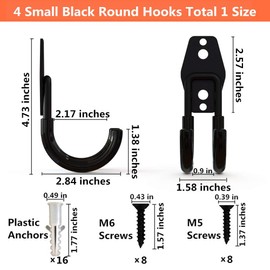 PiPaFox Garage Storage Utility Double Hooks, Heavy Duty Wall Mount Organizer Tool Hanger with Anti-Slip Coating, 4 Pack 2.8" Round J Hook