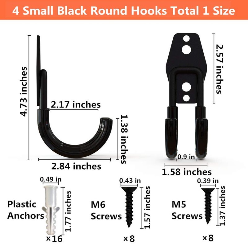 PiPaFox Garage Storage Utility Double Hooks, Heavy Duty Wall Mount
