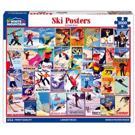 White Mountain Puzzles Ski Posters - 1000 Piece Jigsaw Puzzle