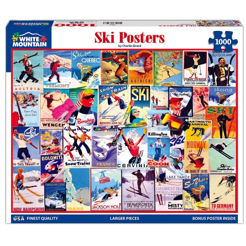 White Mountain Puzzles Ski Posters - 1000 Piece Jigsaw Puzzle