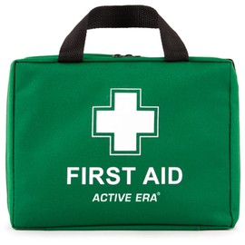 90 Piece Premium First Aid Kit Bag - Includes Eyewash, 2 x Cold (Ice) Packs and Emergency Blanket for Home, Office, Car, Caravan, Workplace, Travel - Green