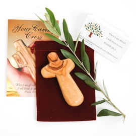 My Caring Cross Olive Wood Holding Cross Comes with Velvet Bag & Certificate (20)