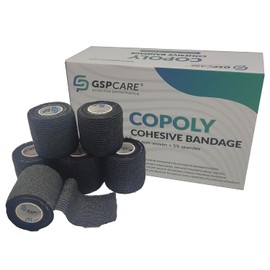 Self Adherent Cohesive Wrap Bandages Non-Woven Bandage rolls 6 Count 5cm*4.5m (Black)
