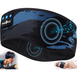 MUSICOZY Bluetooth 5.2 Sleep Headband Headphones, Wireless Sweatproof Earbuds for Sleeping, Sports, Workout, Running, Travel, Yoga - Ideal Gift for Men & Women