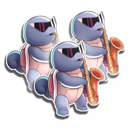 Handmade Squirtle Saxophone Waterproof Vinyl Sticker / Decal  3" Tall