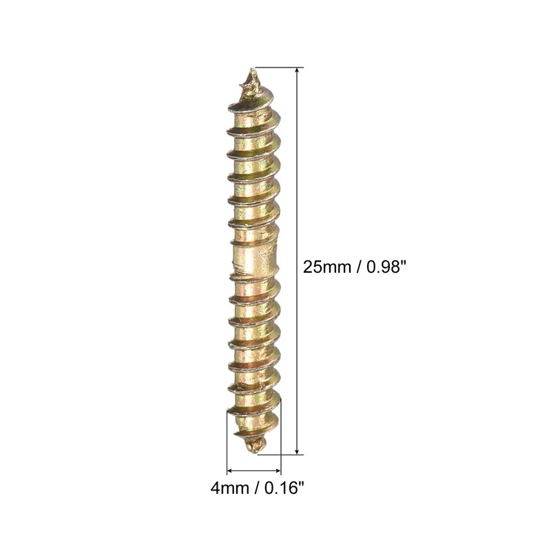 uxcell 4x25mm Hanger Bolts, 24pcs Double Ended Self-Tapping Thread Wood