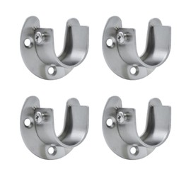 32mm Flange Rod Holder,Closet Rod Holder, U Shaped End Rod Bracket Stainless Steel Closet Pole Socket for Wardrobe Shower Curtain 4PCS