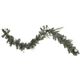 Pre-Lit LED Mixed Pine and Berries B/O Christmas Garland - 6' x 12" - Warm White Lights