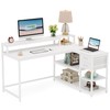 LITTLE TREE Reversible L-Shaped Computer Desk with Hutch & Shelf,White