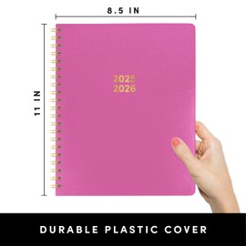 PAPERAGE 17 Month Academic Planner 2025-2026, Weekly & Monthly Spreads, August 2025 - December 2026, Large (8.5 in x 11 in), Raspberry