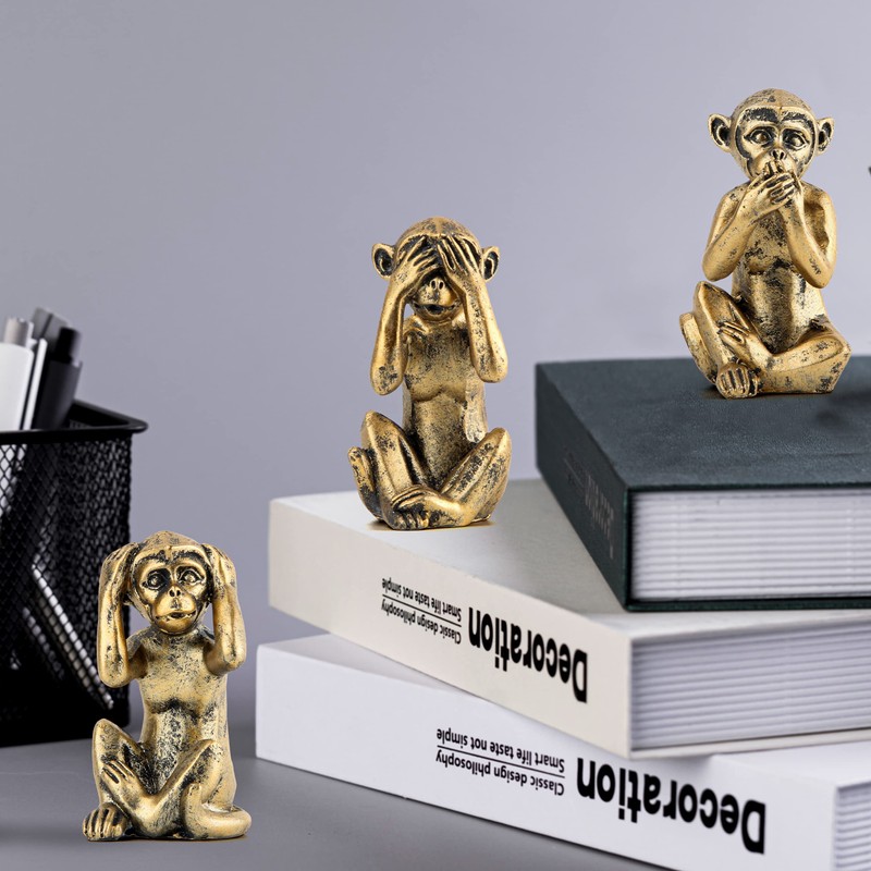 Leekung 3 Wise Monkeys Statue for Home Decor Accents,Hear no
