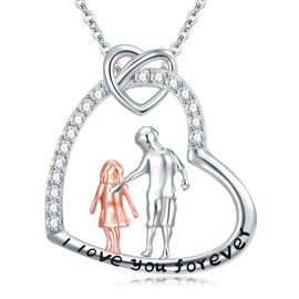 KoyeKei Sister Necklace Gifts from Brother for Sister 925 Sterling Silver Brother and Sister Necklace Father and Daughter Necklace Heart Pendant Jewelry Birthday Christmas Gifts for Daughter Couples