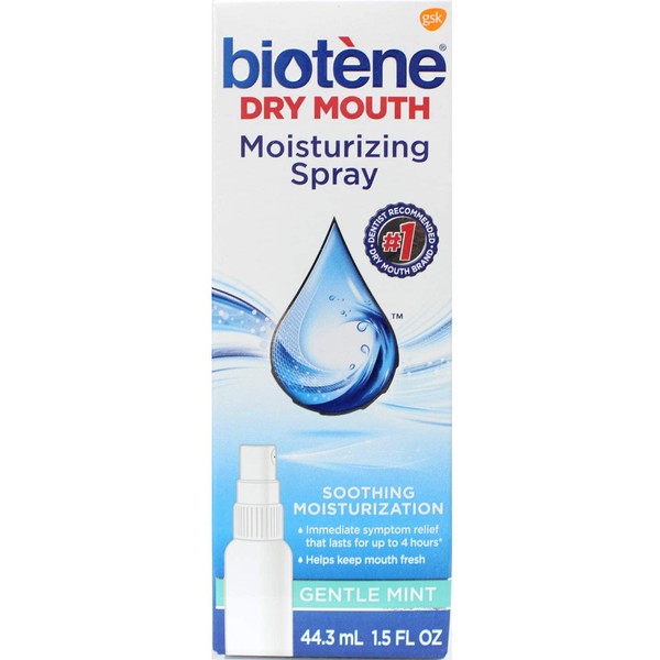 Biotene Moisturizing Dry Mouth Spray, Moisturizing Spray for Dry Mouth and Bad Breath, Gentle Mint - 1.5 fl oz (Pack of 6)