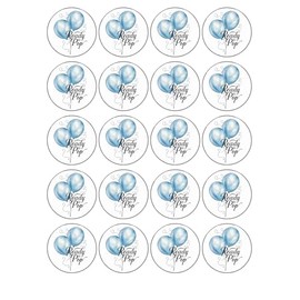 edible 20 x Baby Shower cupcake toppers NOT PRECUT. wafer card - Ready to Pop - Boy - Girl (Blue)