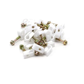 Stanz (TM) White Flex Single Coaxial Cable Clips, Cat6, Electrical Wire Cable Clip, 1/4 in (6 mm) Screw Clip and Fastener, White (100 Pieces per Bag)