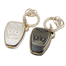 2Pcs for Jeep Key Fob Cover Soft TPU Fits for Jeep Compass Dodge Ram Durango Caliber Nitro Dakota Chrysler 2007-2018 Wrangler (Black White)