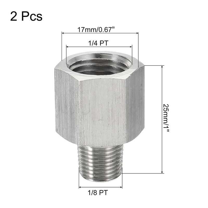 sourcing map Hex Bushing, 1/8 PT Male to 1/4 PT