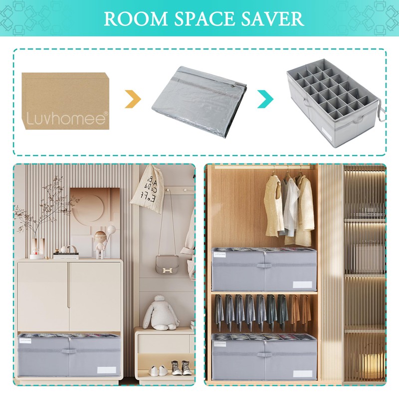 LUVHOMEE Shoe Organizer for Closet, Fits 24 Pairs, Large Shoe