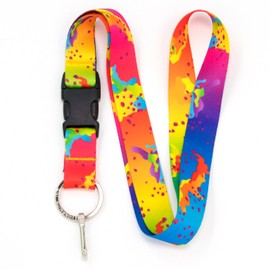 Buttonsmith Rainbow CamoChip Premium Lanyard - with Buckle and Flat Ring - Made in The USA