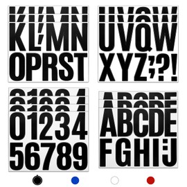 13 Sheets Letters and Numbers Stickers Large 10 cm Vinyl Sticky Waterproof Address Sign Letters Number Stickers Labels for Crafts Signs Poster Window (Black)