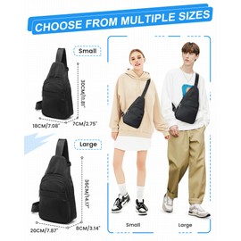 SEAFEW Large Black Sling Crossbody Bag for Men Women, Shoulder Daypack Anti-Theft Cross Body Motorcycle Chest Bags, One Strap Fanny Back Pack for Casual Travel Hiking Sport Gym
