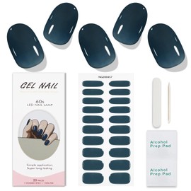 JMEOWIO Gel Nail Stickers Dark Blue Semi Cured Gel Nail Strips Wraps UV/LED Nail Supplies Nail Art Design Decoration Accessories
