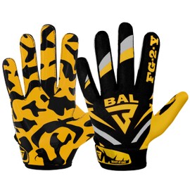 Beast AT Least Youth Football Gloves for Boys- Super Sticky Wide Receiver Gloves for Kids & Adults- Breathable Material with Phenomenal Design (Yellow, Youth XL/Adult M)