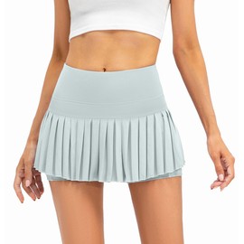 Raroauf - Faldas de tenis plisadas con pantalones cortos, minifalda de cintura alta, falda de golf, faldas atléticas para entrenamiento de pickball, Azul/claro, Large
