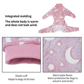 Dog Pajamas Large Size Dog Girl Winter Clothes for Dog Jumpsuit for Large Dogs Glow in The Dark (Pink, L)