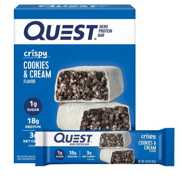 Quest Nutrition Crispy Cookies & Cream Hero Protein Bar, 18g