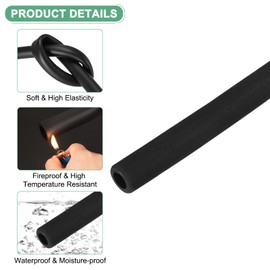 M METERXITY 2-Pack Pipe Insulation Foam Tube, 18mm ID 28mm 1-1/8" OD 200mm Length, Soft Flexible Foam Tubing Pipe Foam Insulation for Handle Grip Support/Guitar Stand/Roof Racks [Black]
